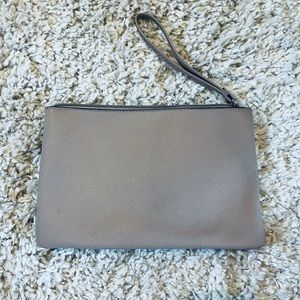 Neutral Beige Wristlet - Saffiano-style leather